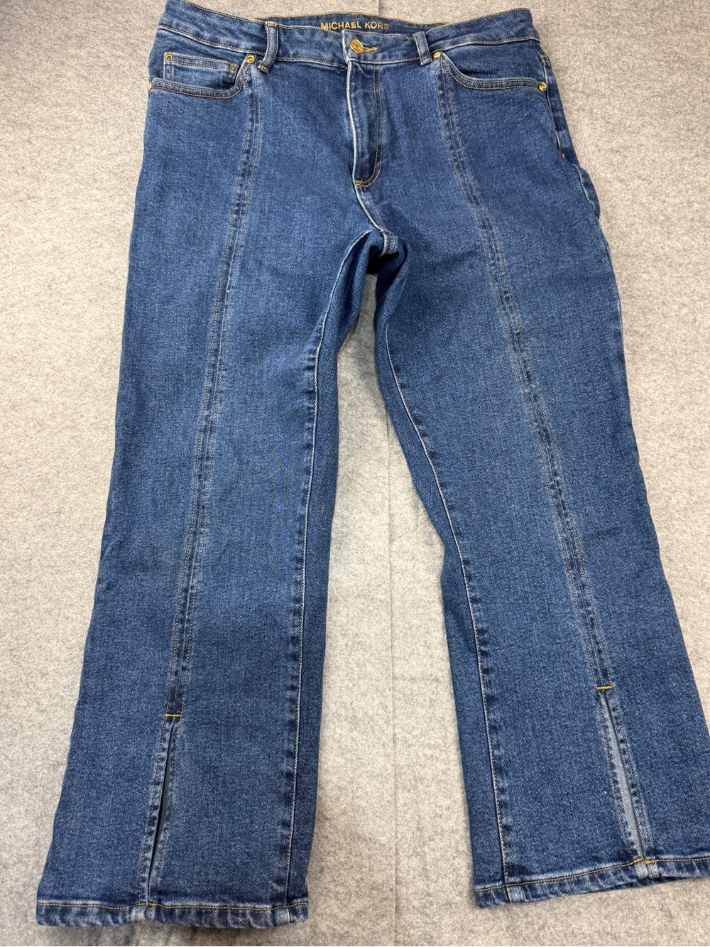 Cropped Flare Jeans Michael Kors Size 12 Front Seam Denim